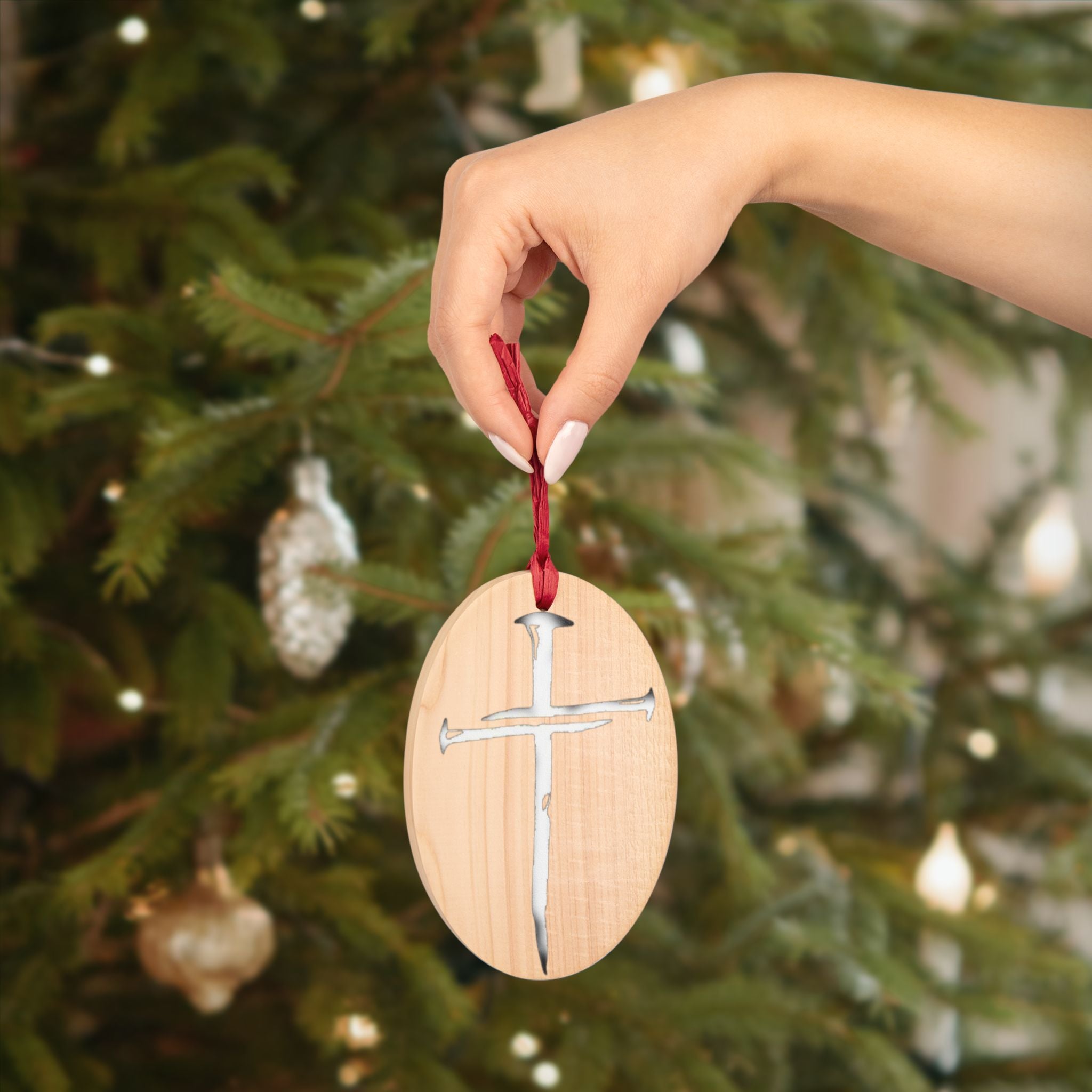 Jesus Face X Cross Wooden Ornament | Religious Christmas/Office/Home Decoration
